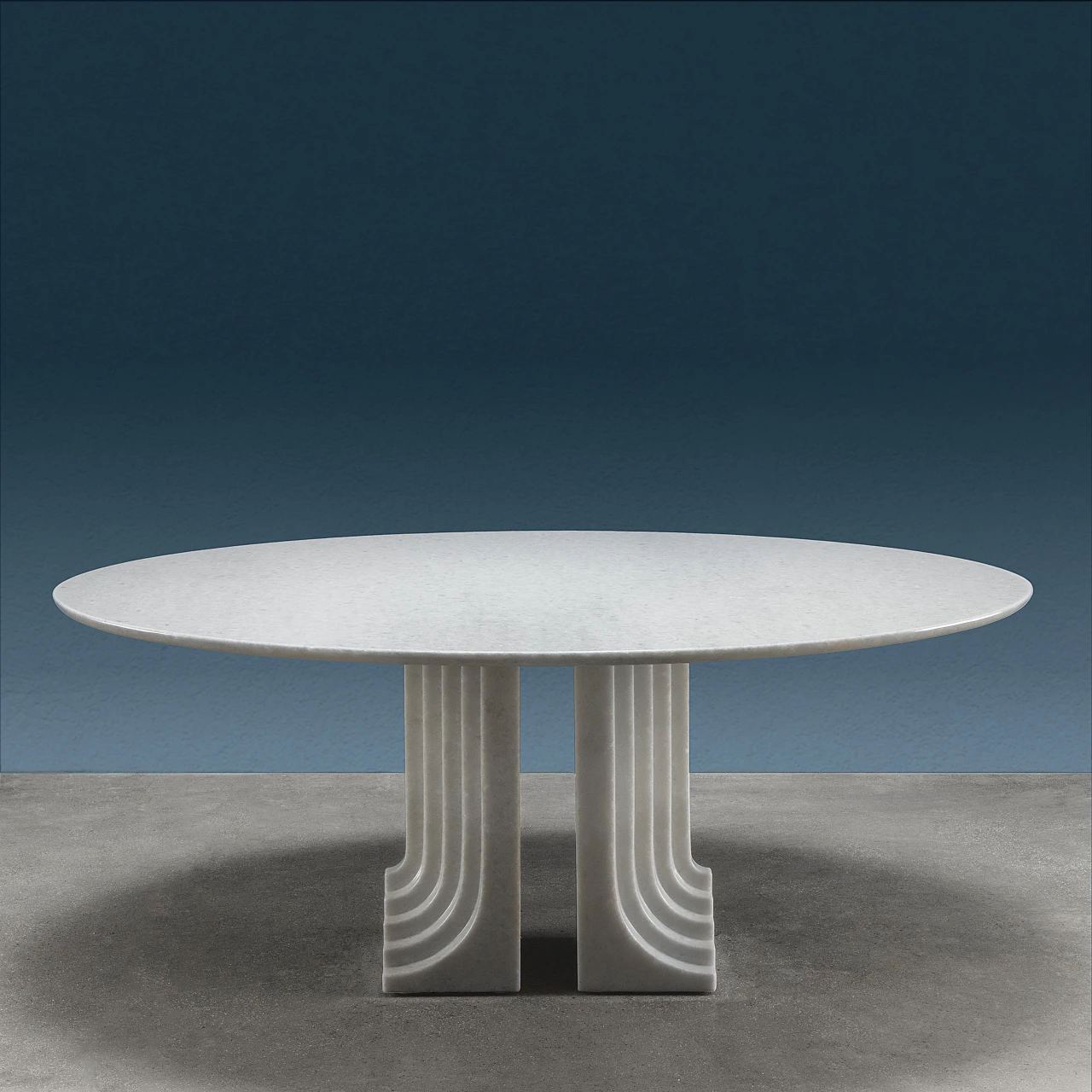 Tavolo da pranzo ovale Samo in marmo di Carlo Scarpa per Simon, 1970 1