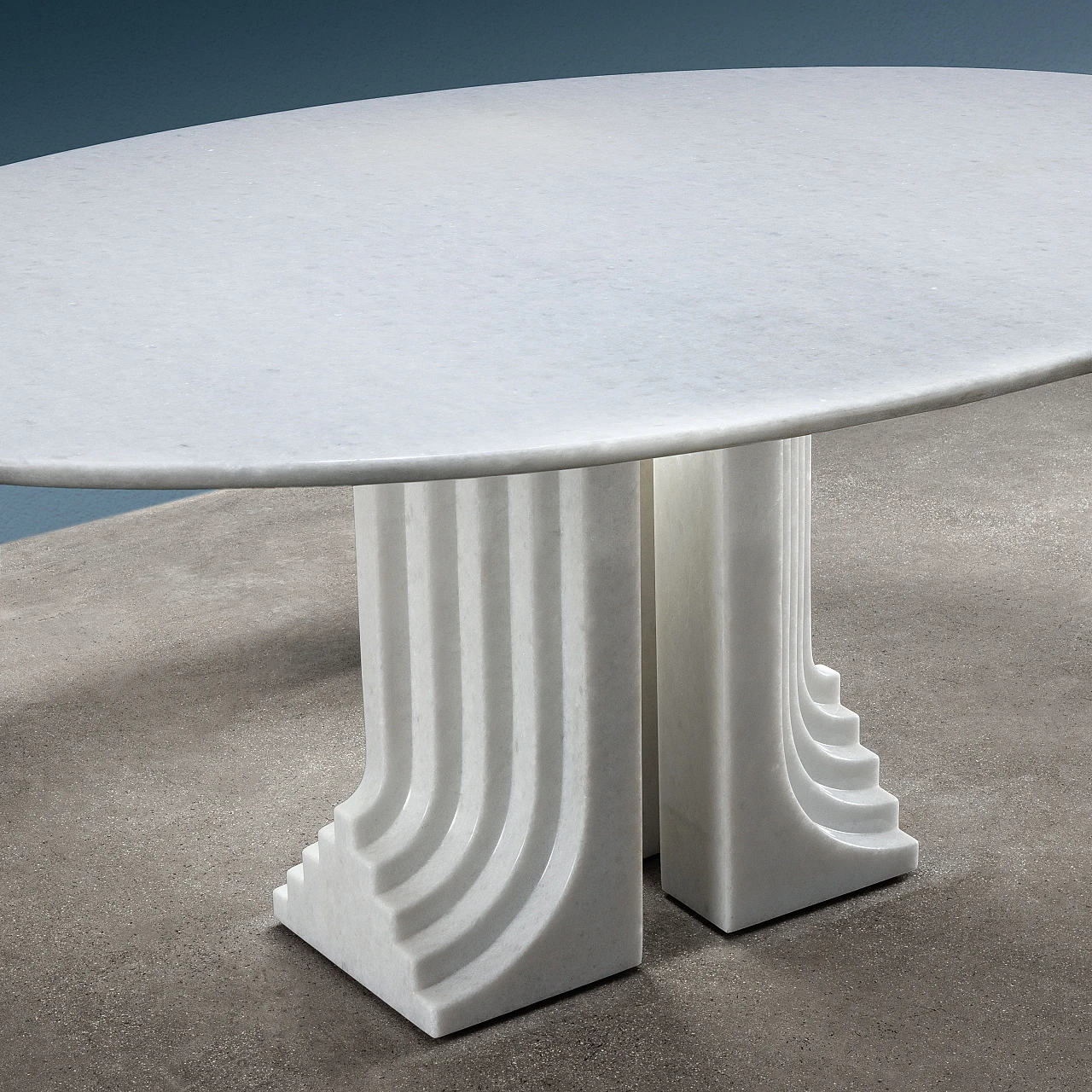 Tavolo da pranzo ovale Samo in marmo di Carlo Scarpa per Simon, 1970 2