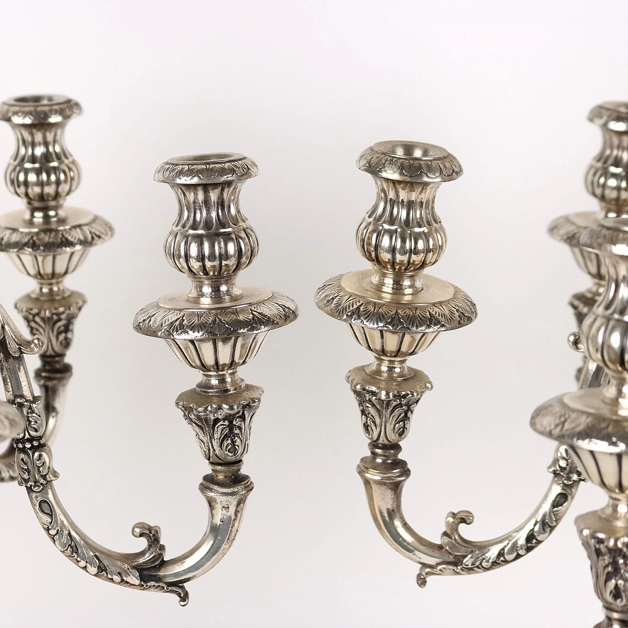 Pair of seven-flame silver candelabra, 1930s 3