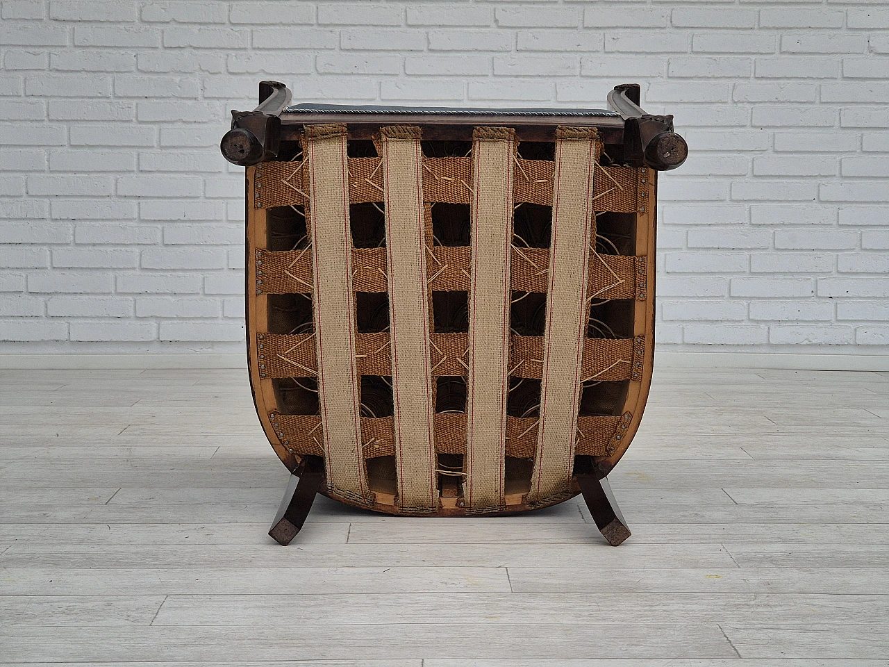 Danish mahogany armchair with light blue velour, 1950s 14