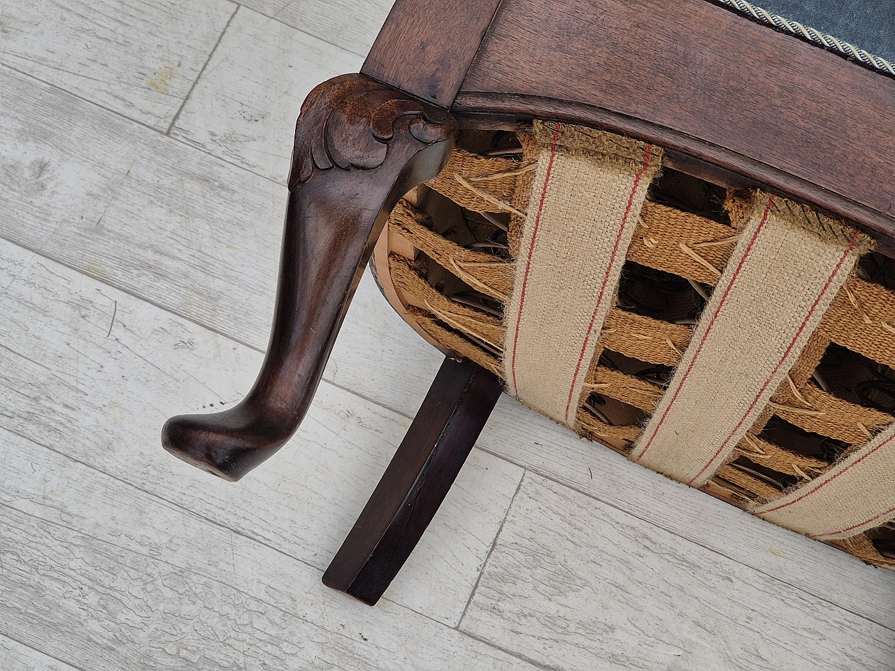 Danish mahogany armchair with light blue velour, 1950s 15