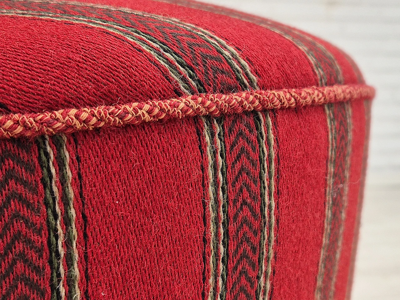 Danish beechwood and red striped wool armchair, 1950s 20