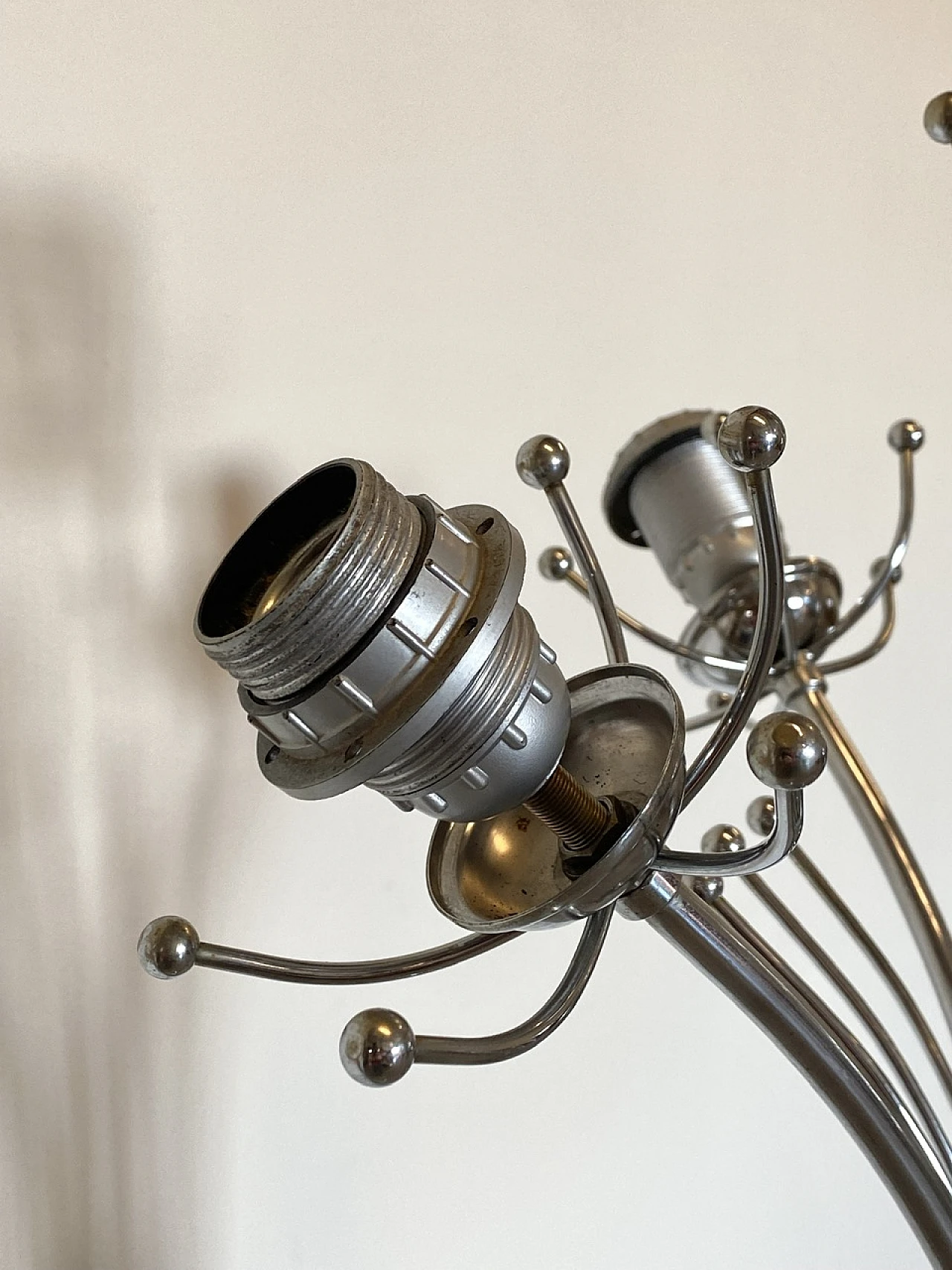 Lampada da terra in acciaio e vetro in stile Carlo Nason, anni '70 2