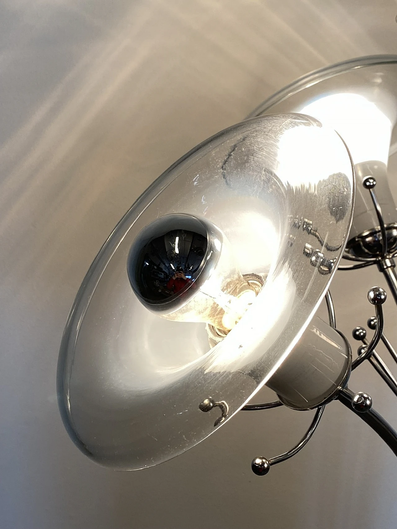 Lampada da terra in acciaio e vetro in stile Carlo Nason, anni '70 10