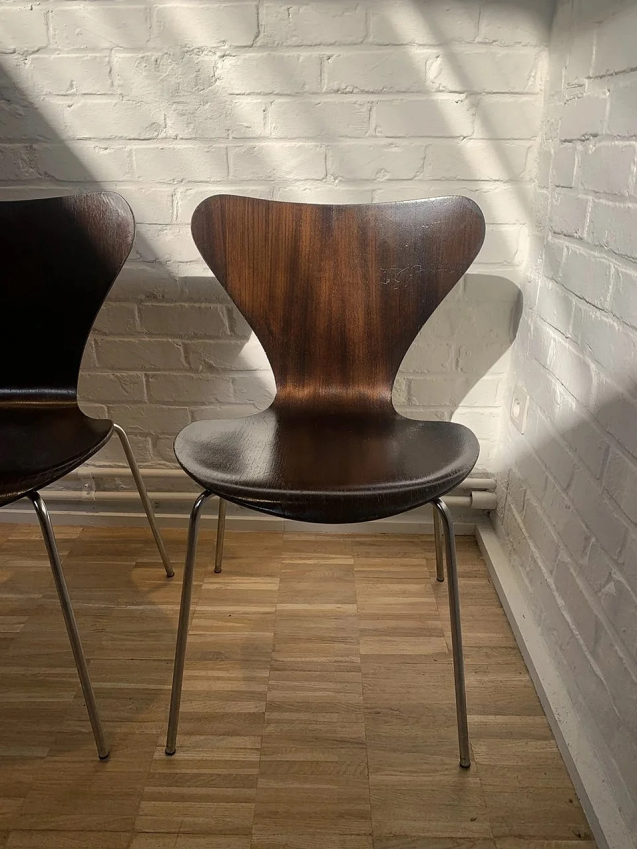4 Brown Butterfly 3107 chairs by Arne Jacobsen for Fritz Hansen, 1973 8