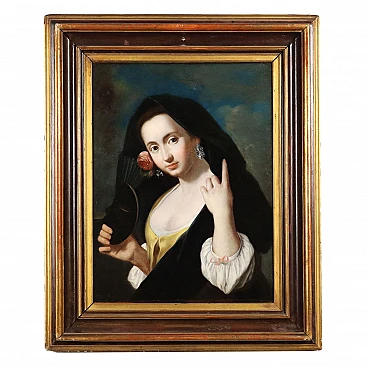 Ritratto di giovane dama, olio su tela, '800