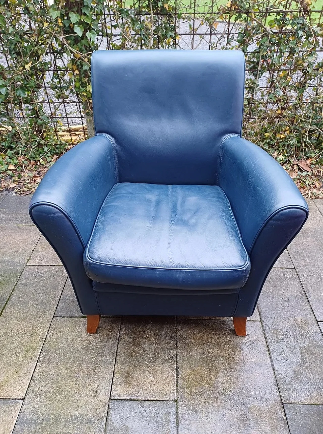 Oxford Club blue leather armchairs by C.P. Baxter, 2000s 1