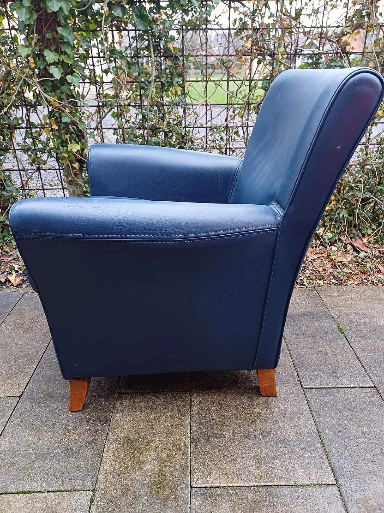 Oxford Club blue leather armchairs by C.P. Baxter, 2000s 2
