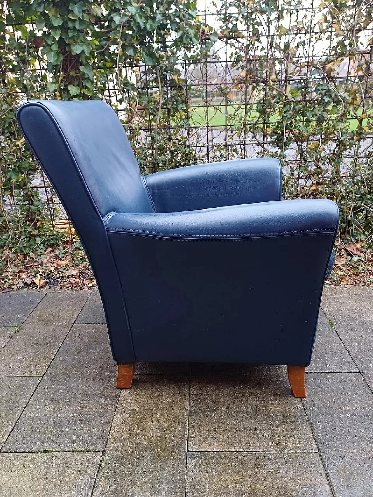Oxford Club blue leather armchairs by C.P. Baxter, 2000s 3