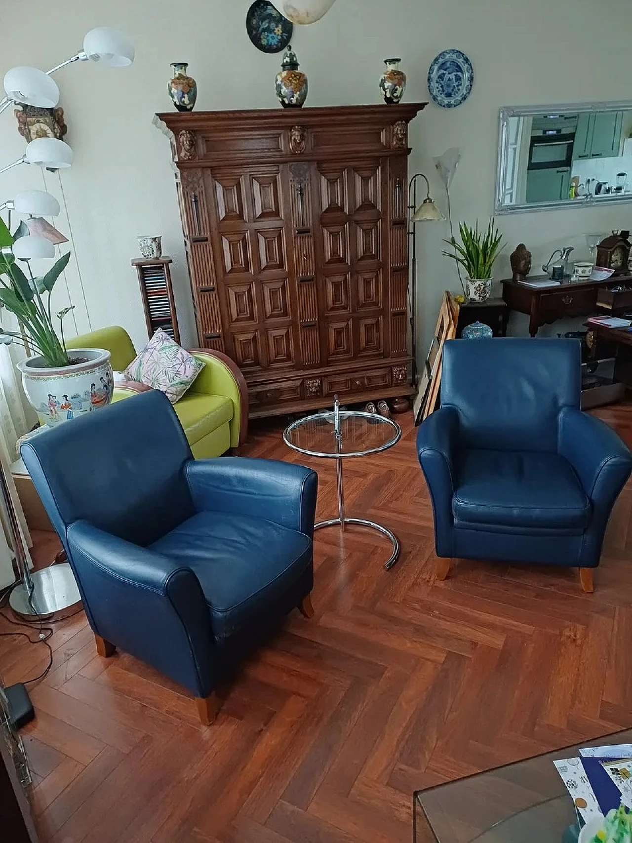 Oxford Club blue leather armchairs by C.P. Baxter, 2000s 9