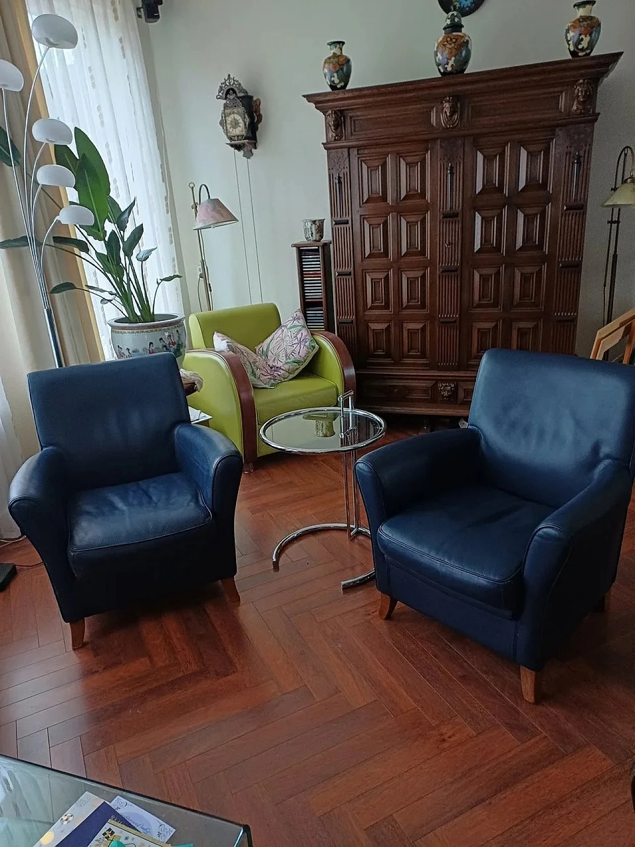 Oxford Club blue leather armchairs by C.P. Baxter, 2000s 11