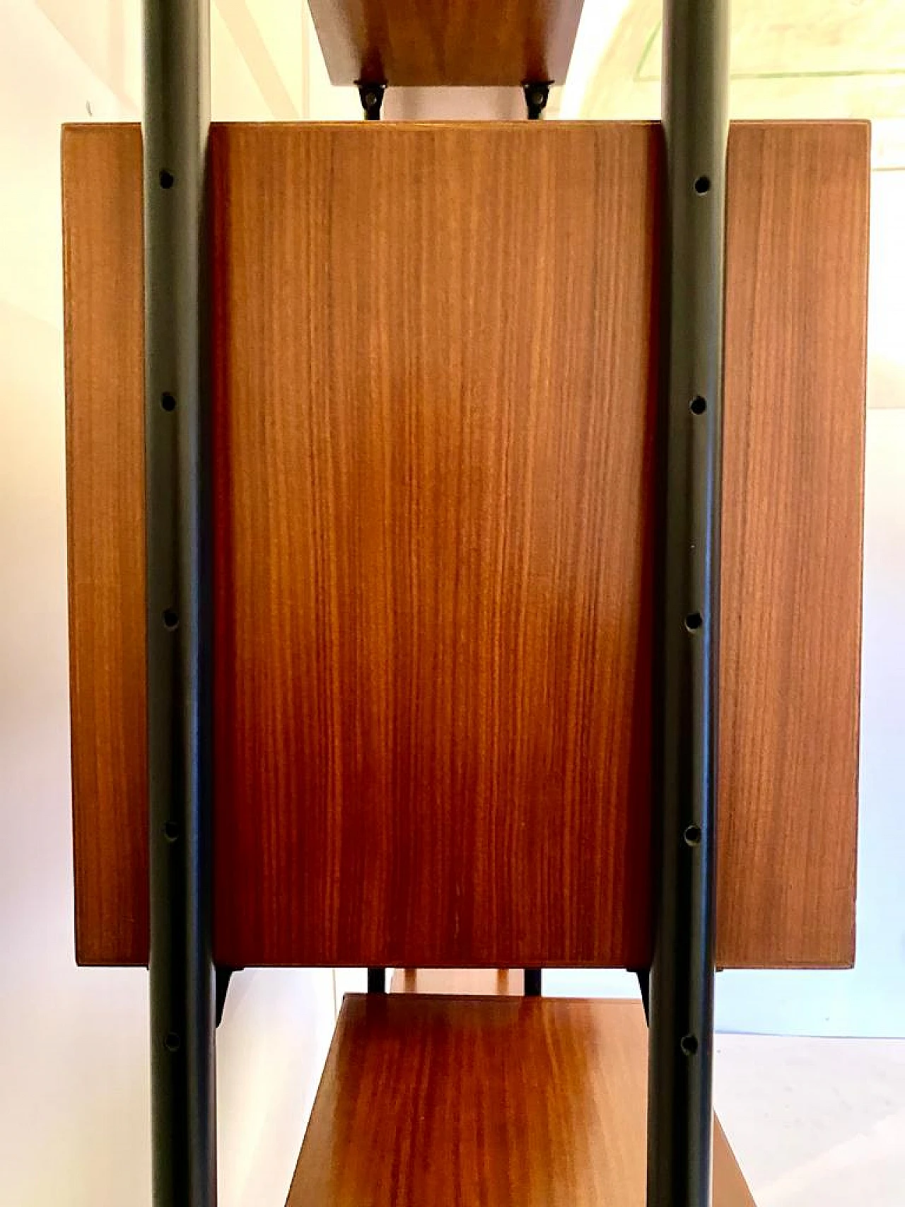 Terra cielo modular bookcase in mahogany veneer & iron, 1960s 9