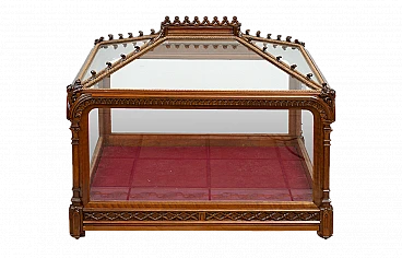 Neo-Gothic solid walnut display case, early 19th century