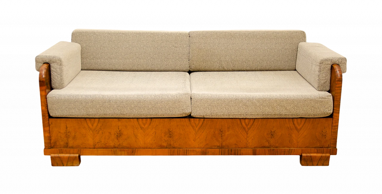 Czechoslovakian Art Deco walnut and fabric storage sofa, 1930s 19