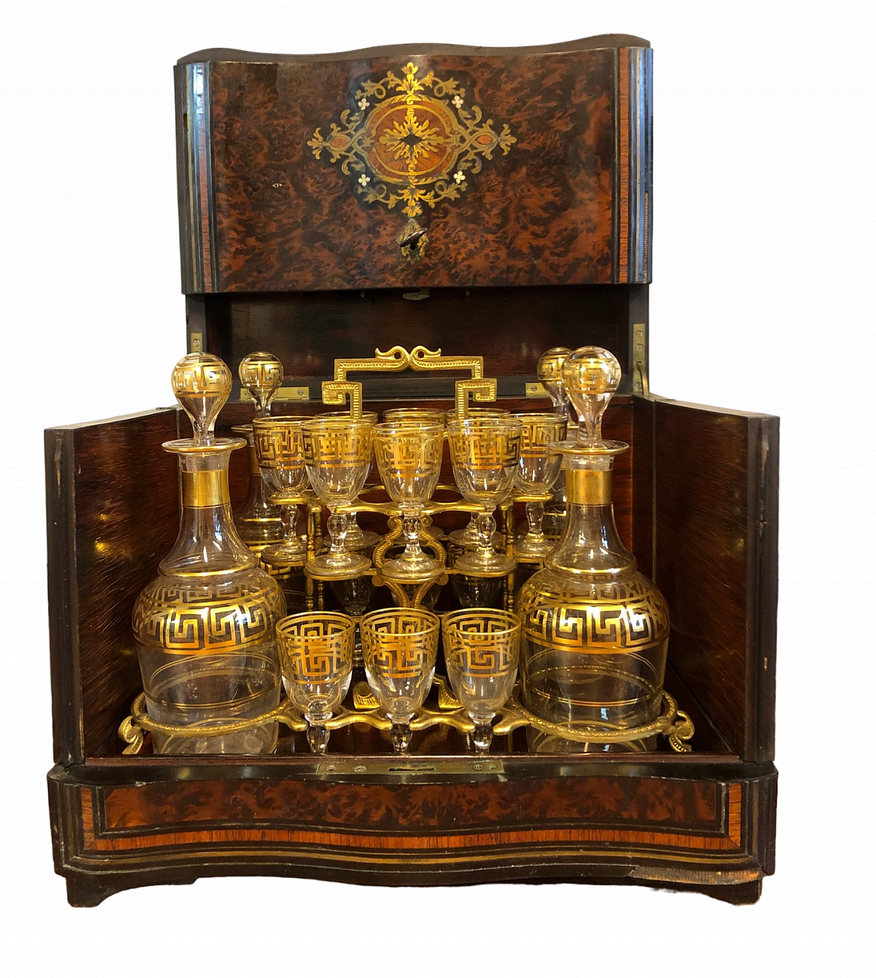 Cofanetto porta liquori Napoleone III in radica di Thuja, '800 16