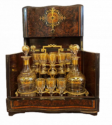 Cofanetto porta liquori Napoleone III in radica di Thuja, '800