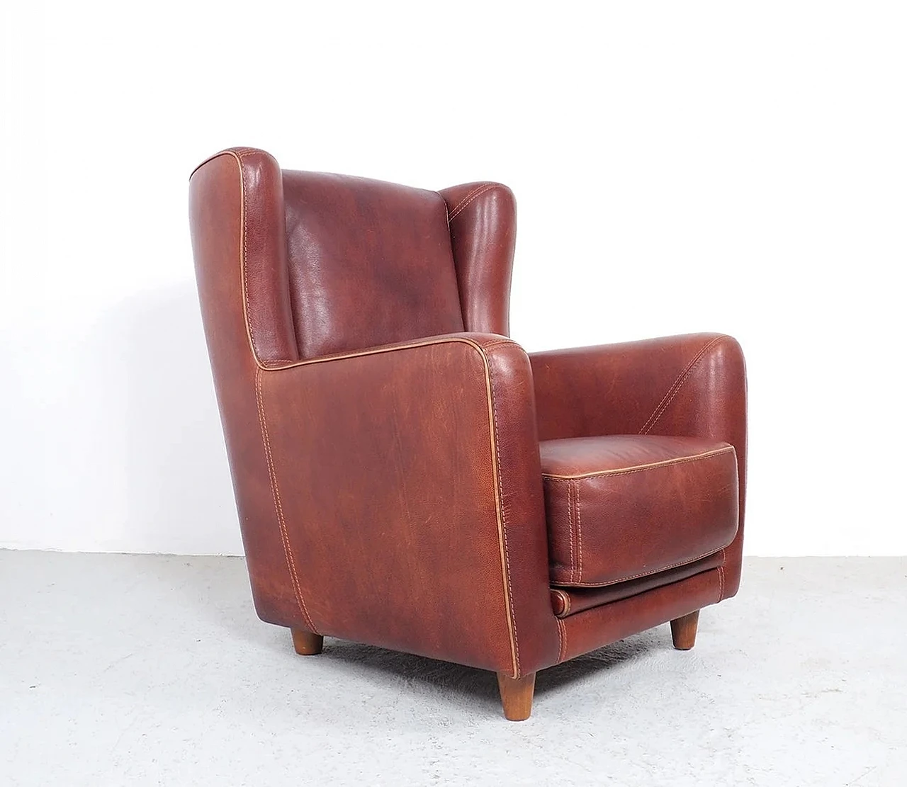 Bergère 94 armchair in brown buffalo leather by Baxter P., 2000s 1