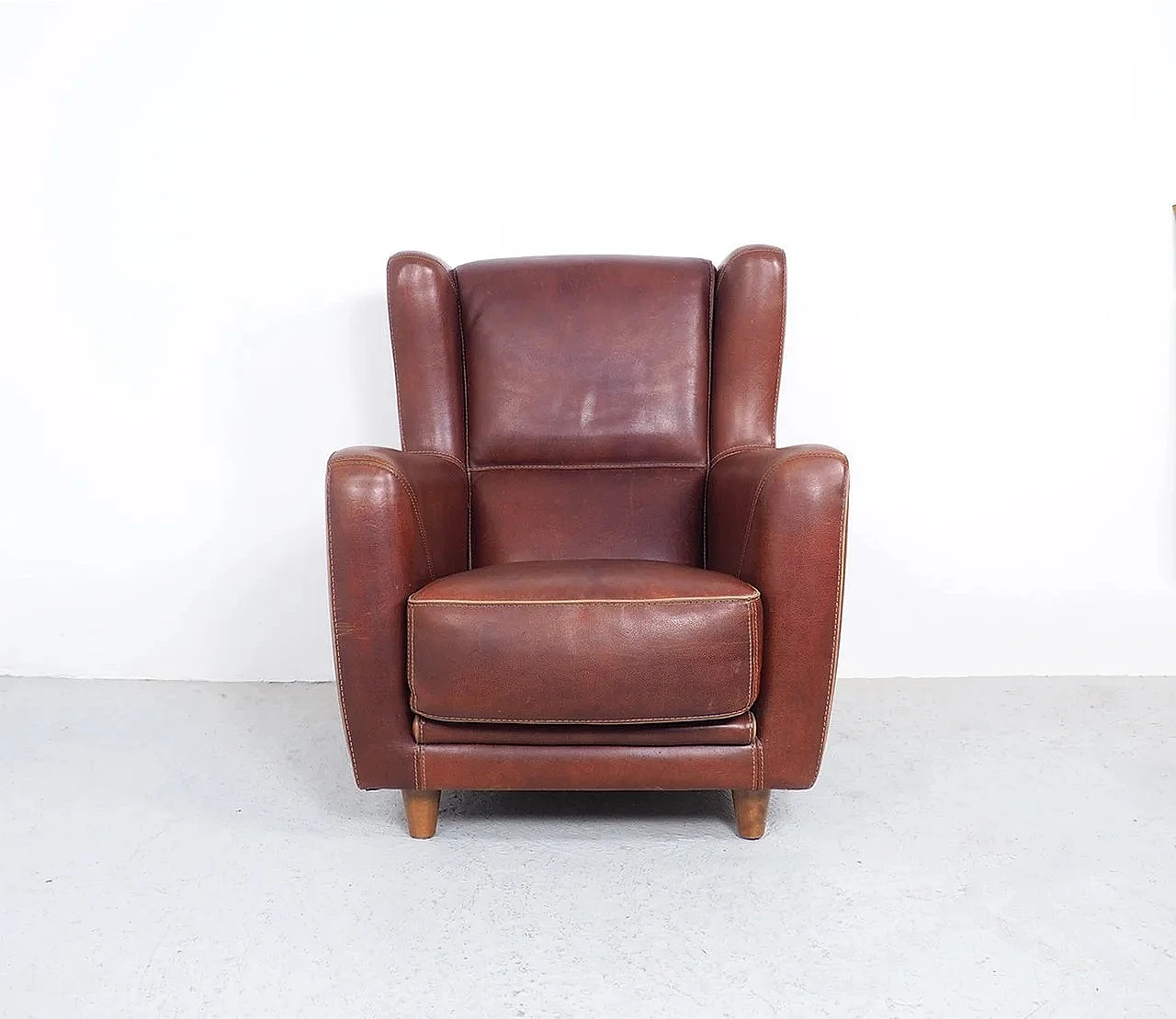 Bergère 94 armchair in brown buffalo leather by Baxter P., 2000s 2