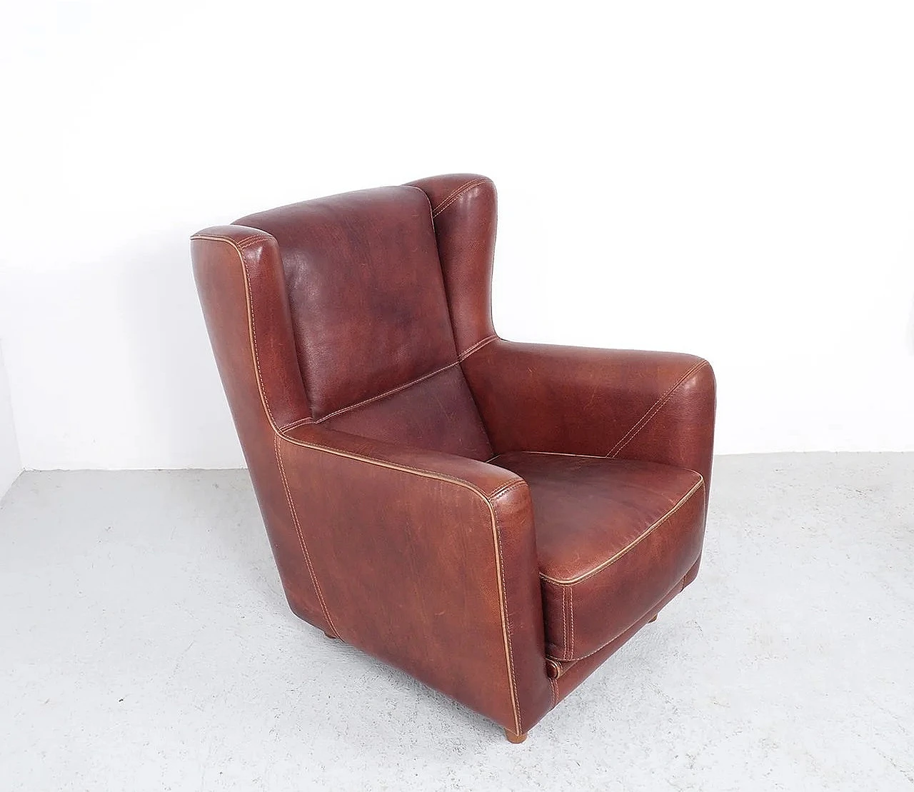 Bergère 94 armchair in brown buffalo leather by Baxter P., 2000s 3