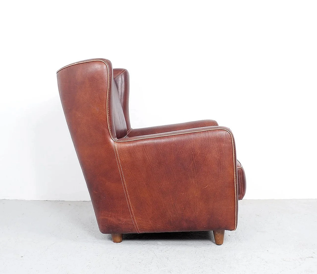 Bergère 94 armchair in brown buffalo leather by Baxter P., 2000s 4