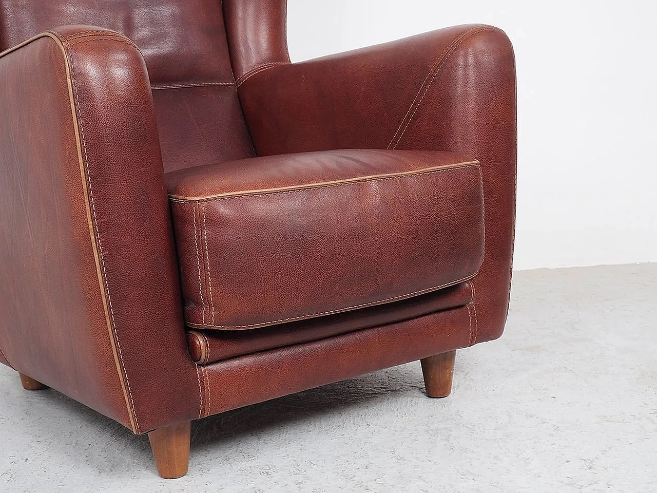 Bergère 94 armchair in brown buffalo leather by Baxter P., 2000s 8