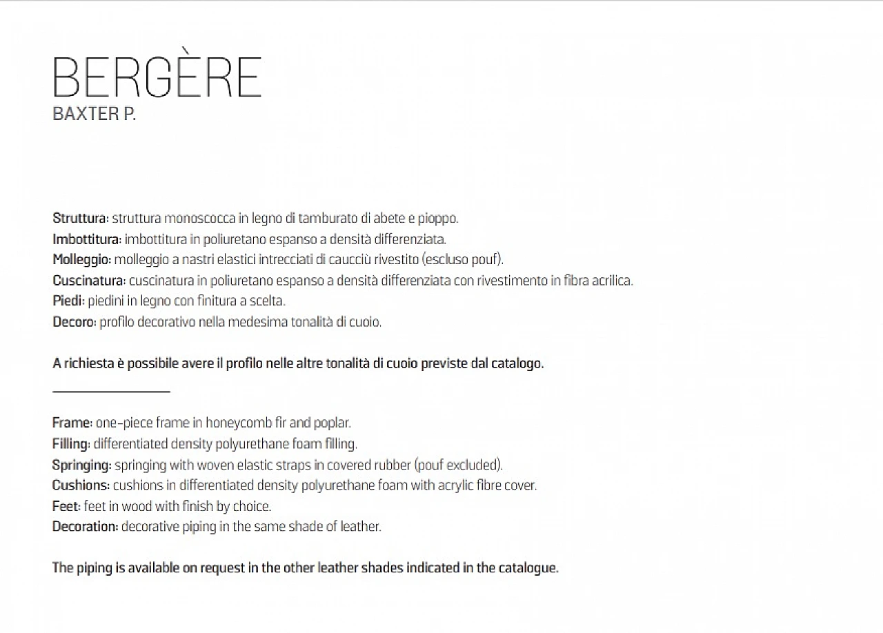 Poltrona Bergère 94 in pelle marrone di bufalo di Baxter P., anni 2000 10