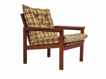 Danish wool and teak armchair, 1970s