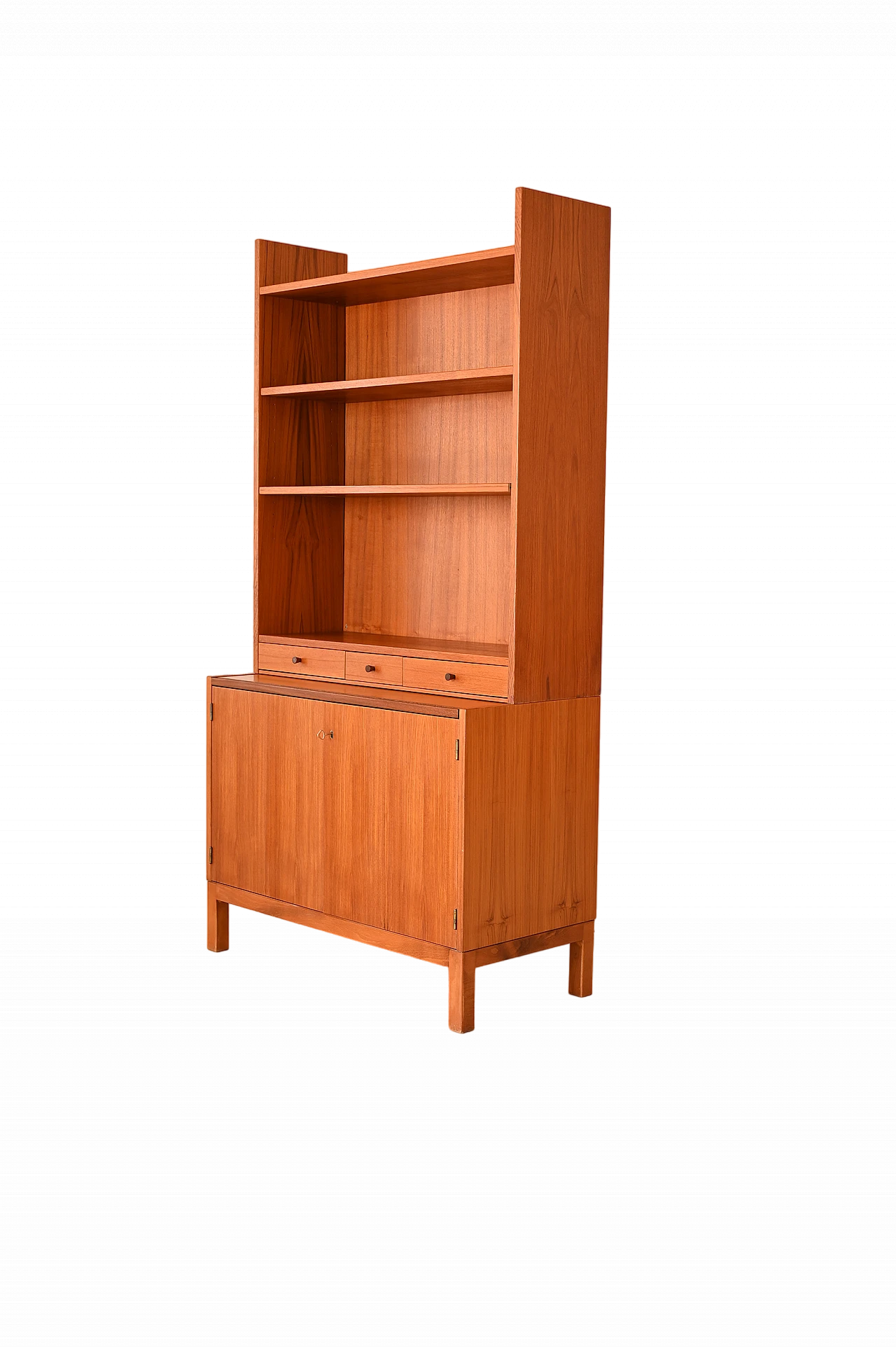Teak bookcase with open shelving & storage compartment, 1960s 13