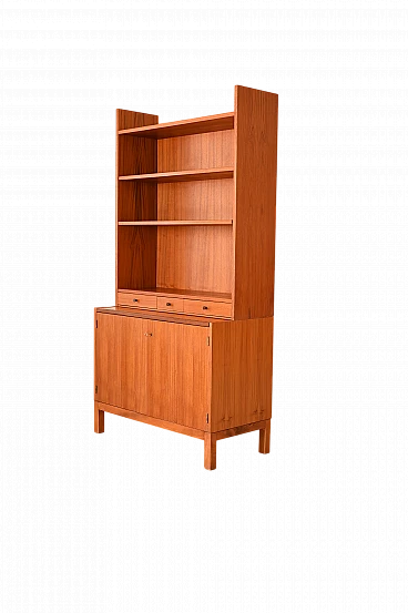 Teak bookcase with open shelving & storage compartment, 1960s