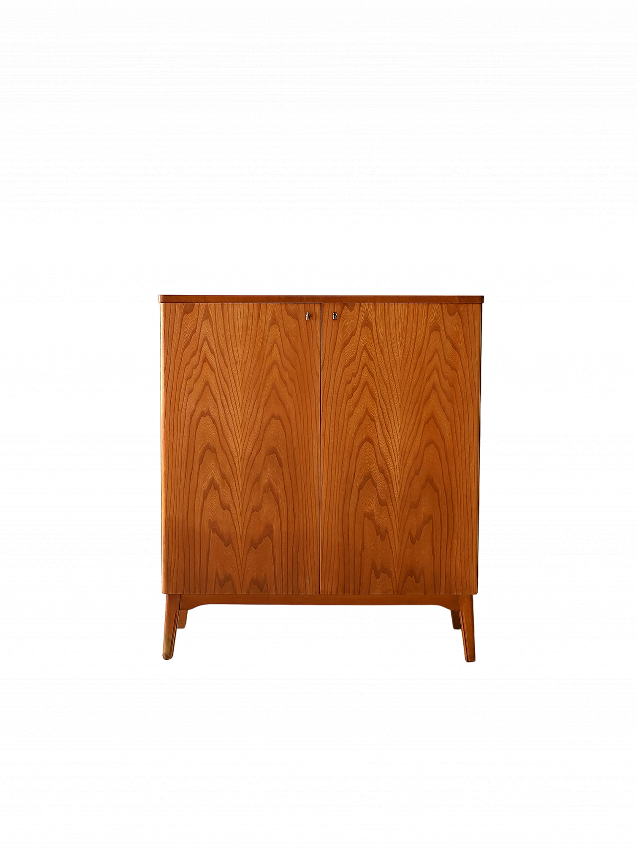 Wooden sideboard with hinged doors & lock, 1950s 12