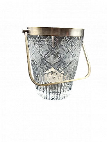 Crystal ice bucket with gilded handle, 1950s