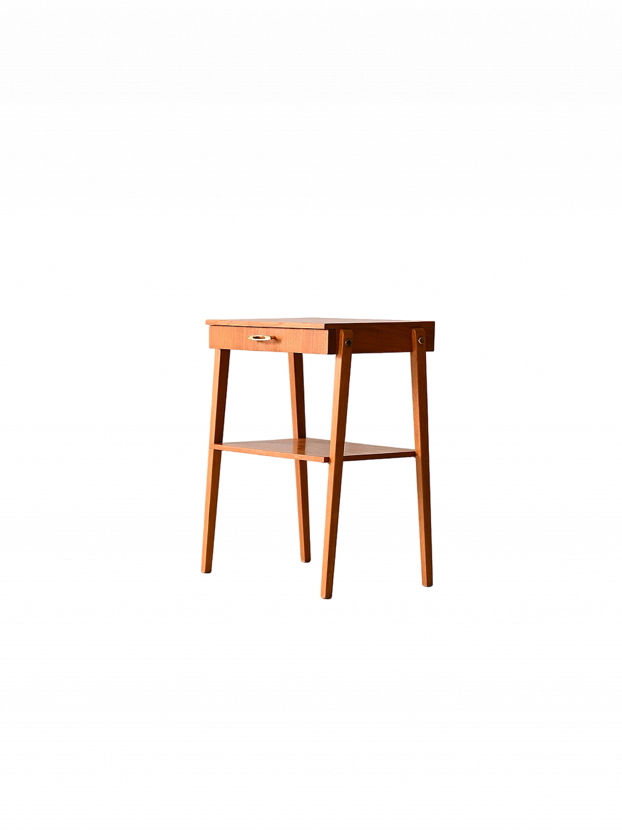 Swedish wood bedside table with drawer, 1960s 11