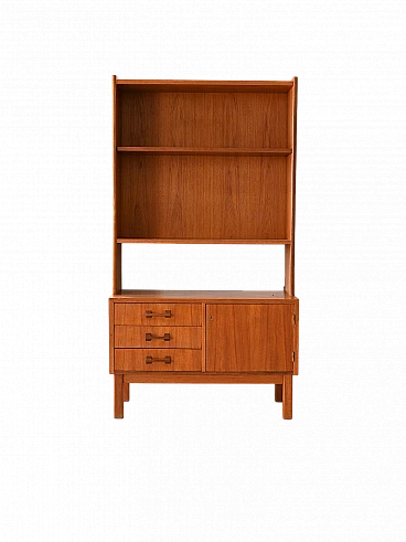 Wooden bookcase with drawers & hinged doors, 1960s
