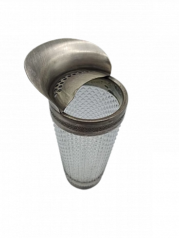 Shaker da cocktail in cristallo e argento, anni '60