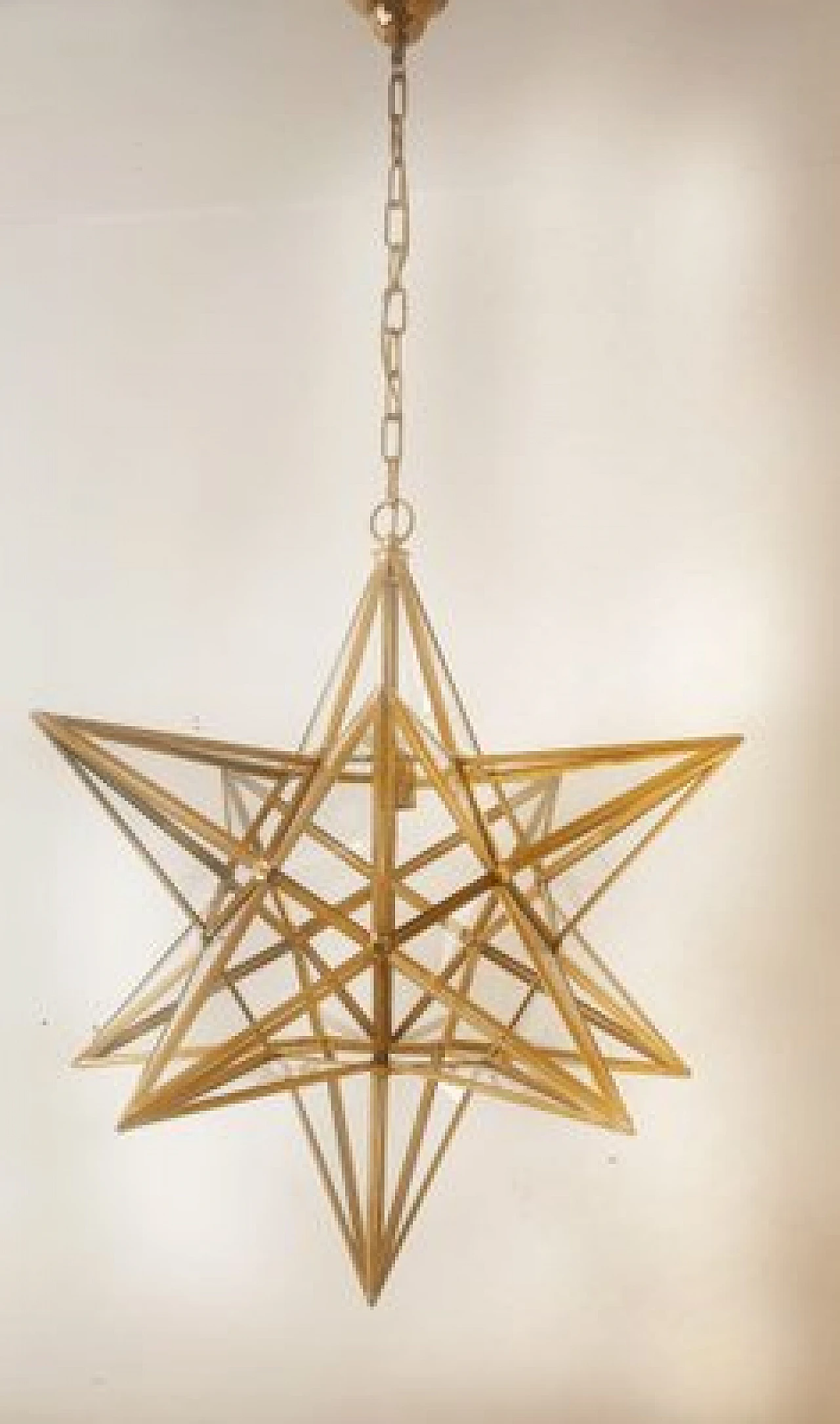 Star-shaped brass chandelier, 1970s 2