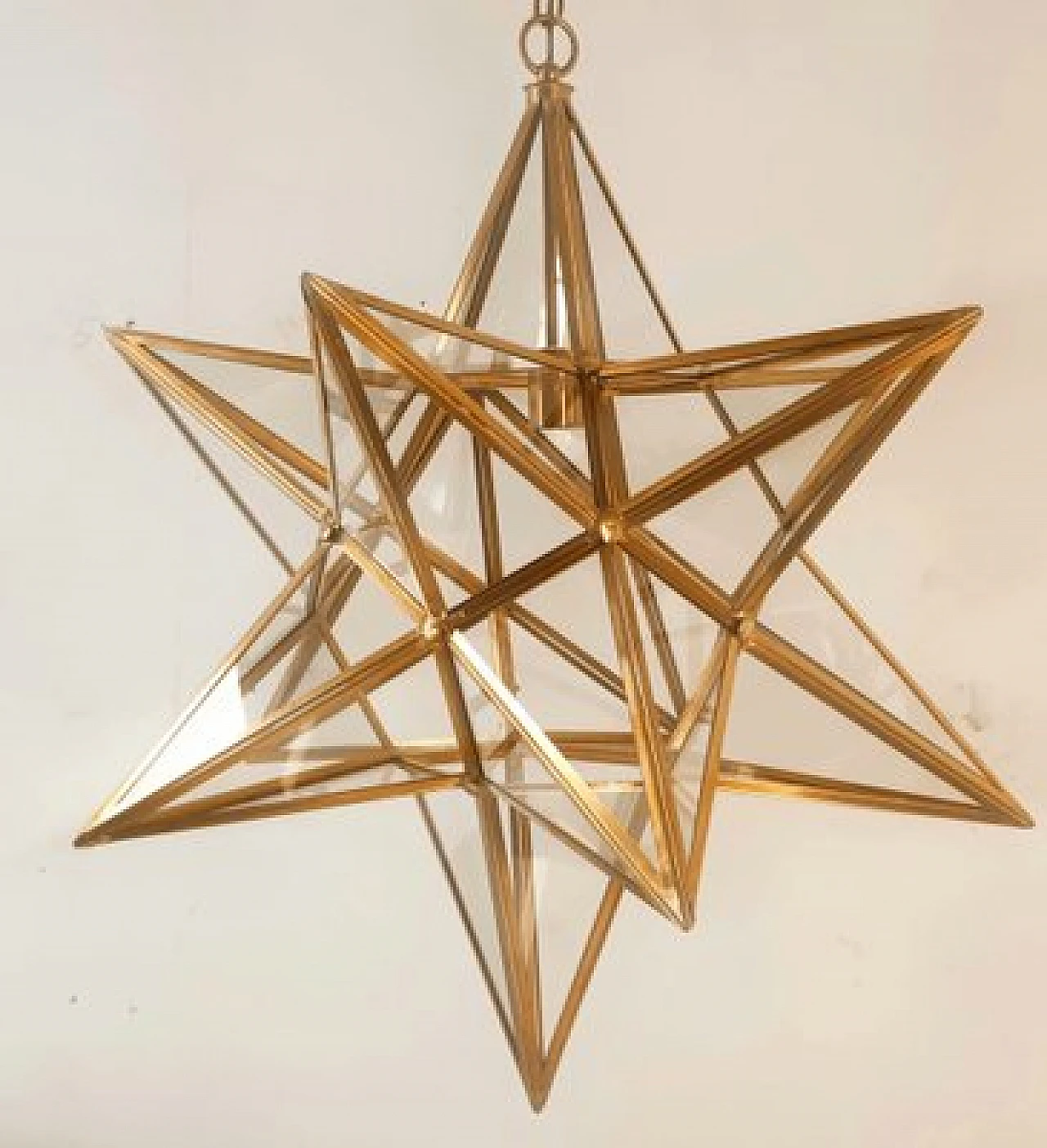Star-shaped brass chandelier, 1970s 6