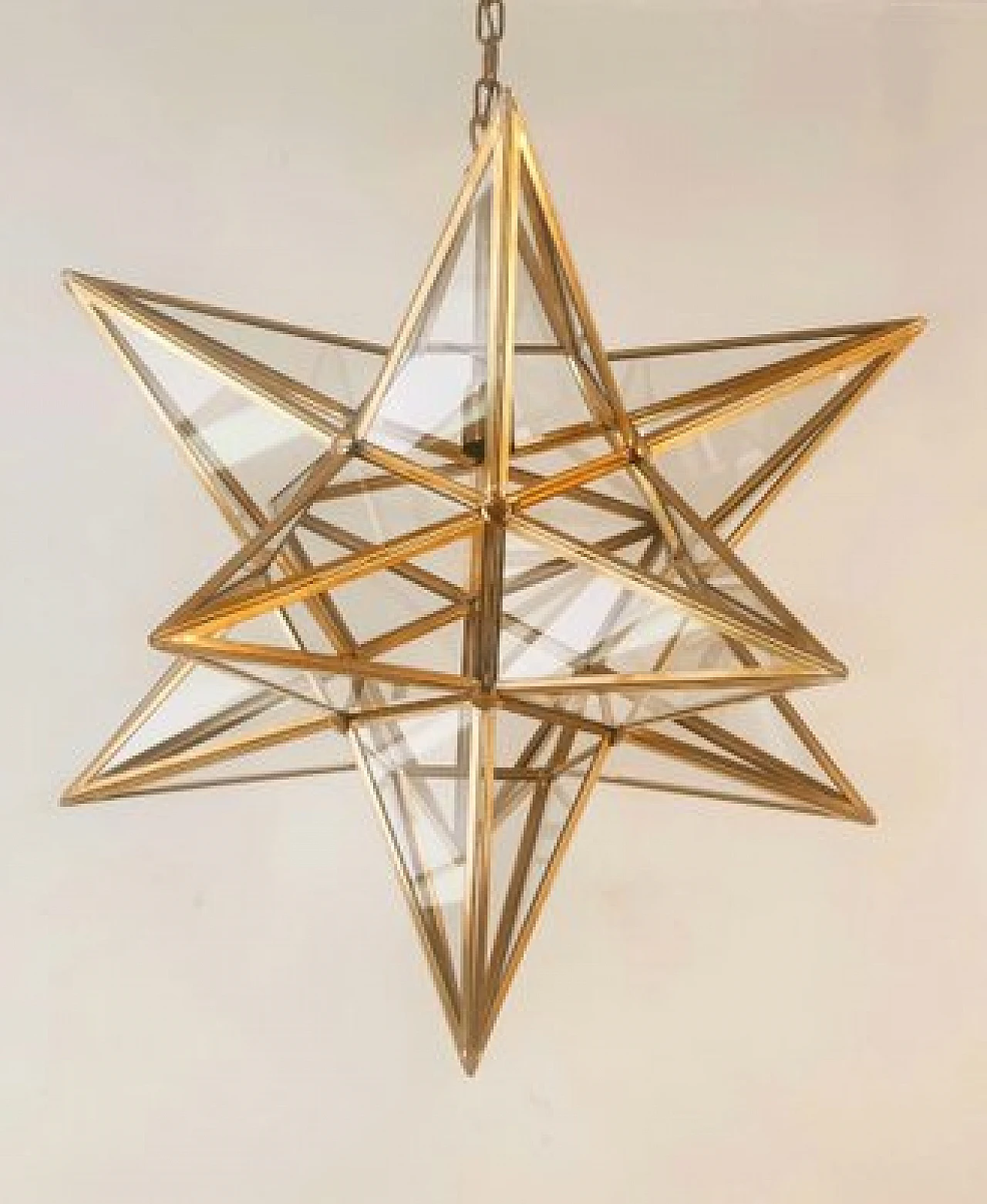 Star-shaped brass chandelier, 1970s 7