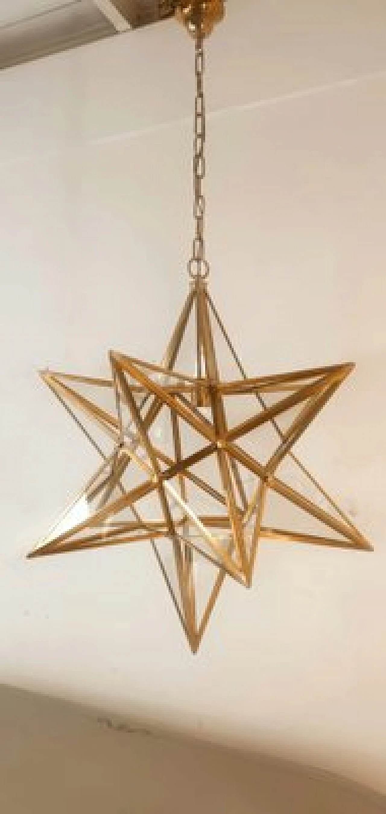 Star-shaped brass chandelier, 1970s 10