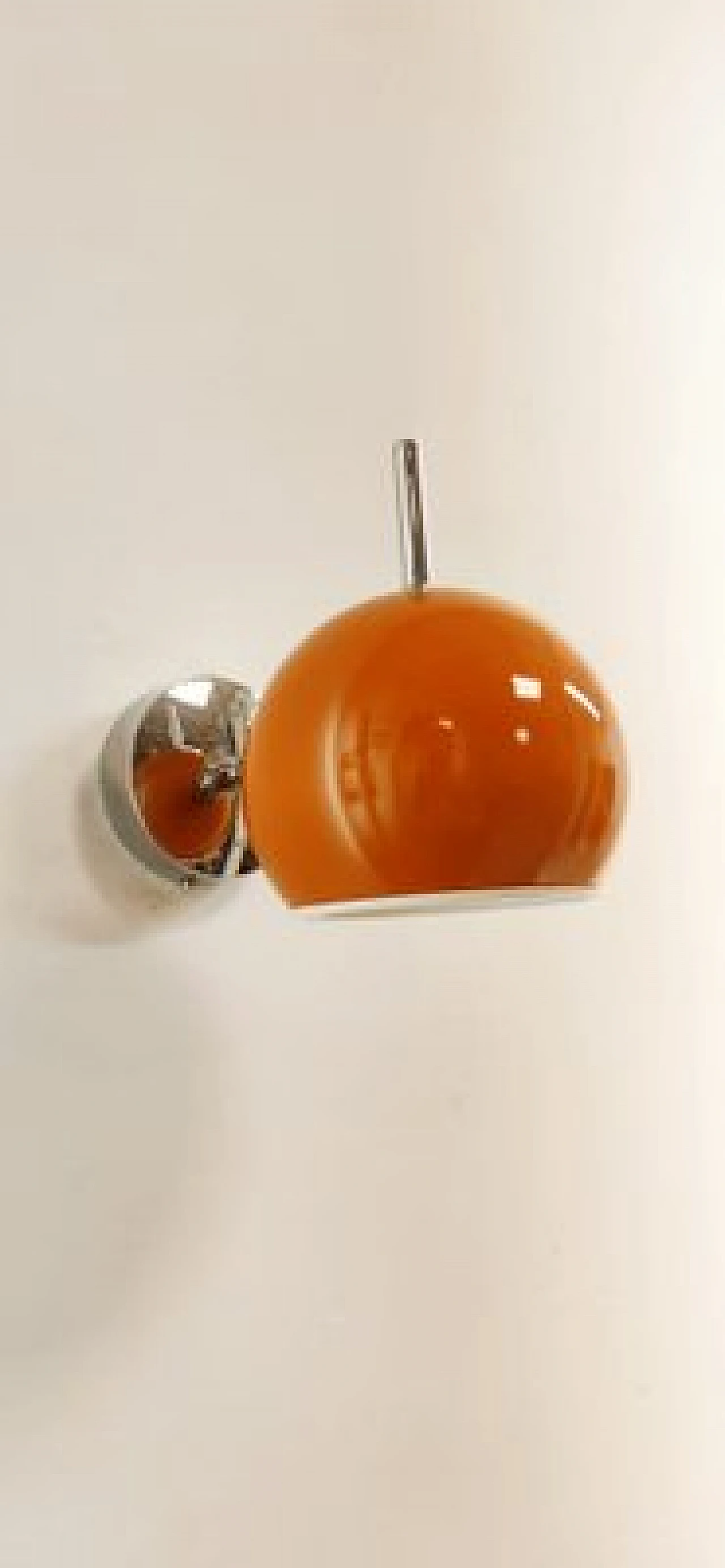 Chromed metal and orange adjustable wall lamp, 1970s 1