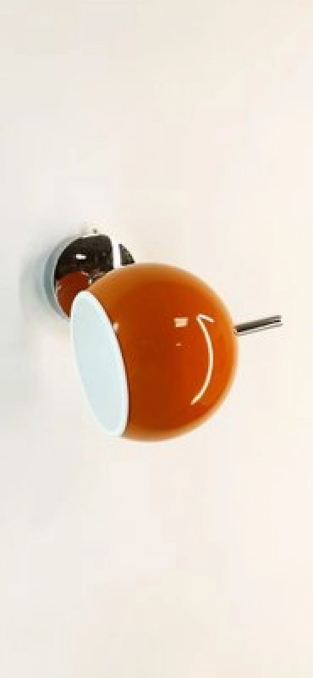 Chromed metal and orange adjustable wall lamp, 1970s 4