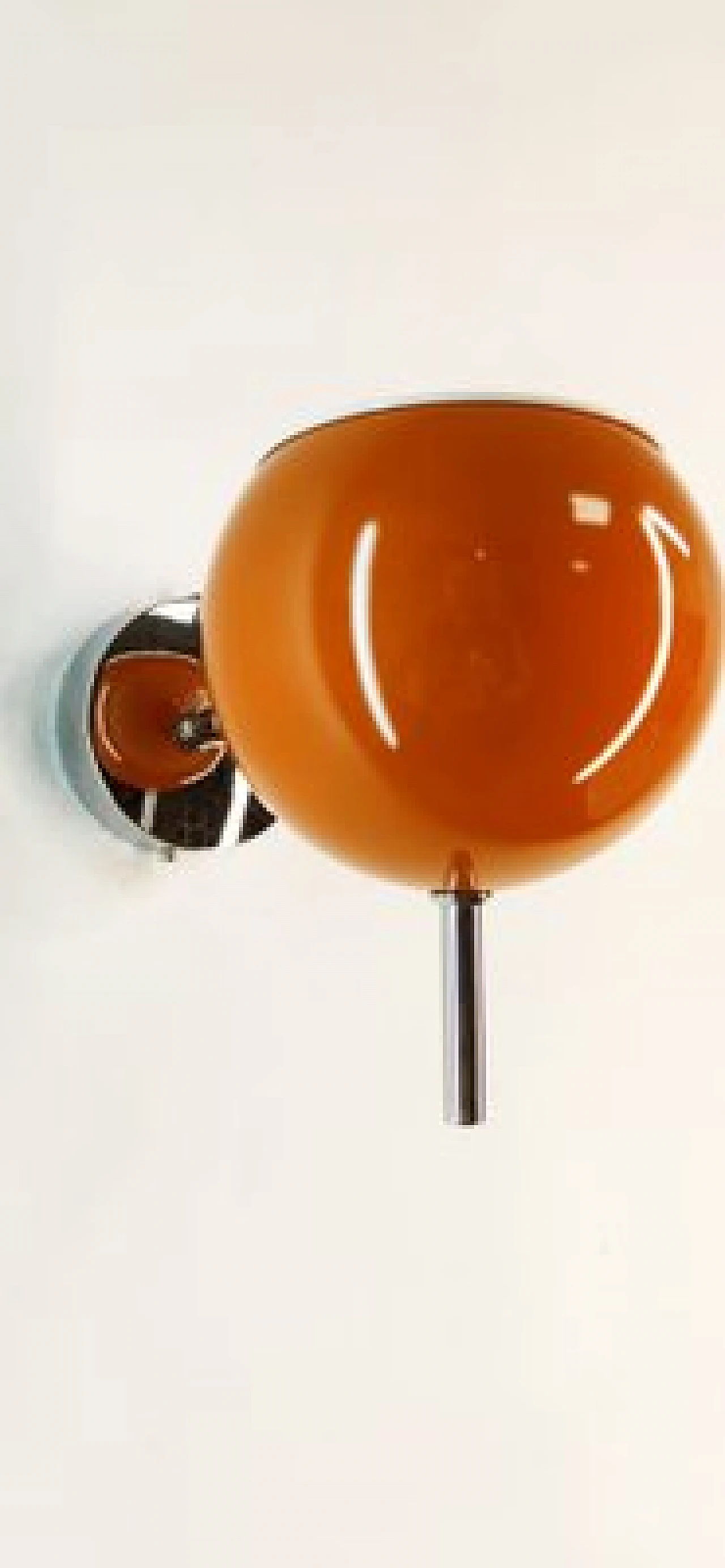 Chromed metal and orange adjustable wall lamp, 1970s 5