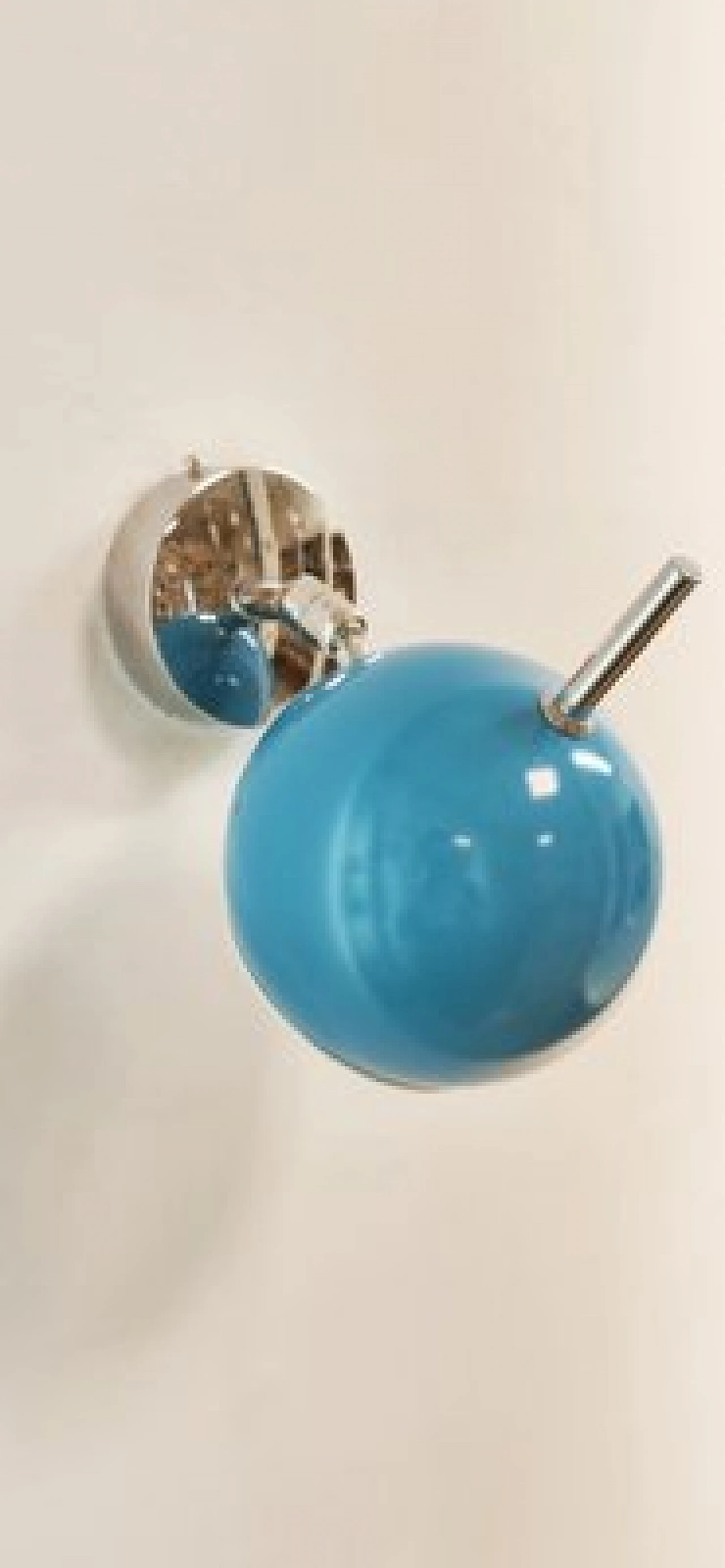 Adjustable wall light in chrome and light blue metal, 1970s 3
