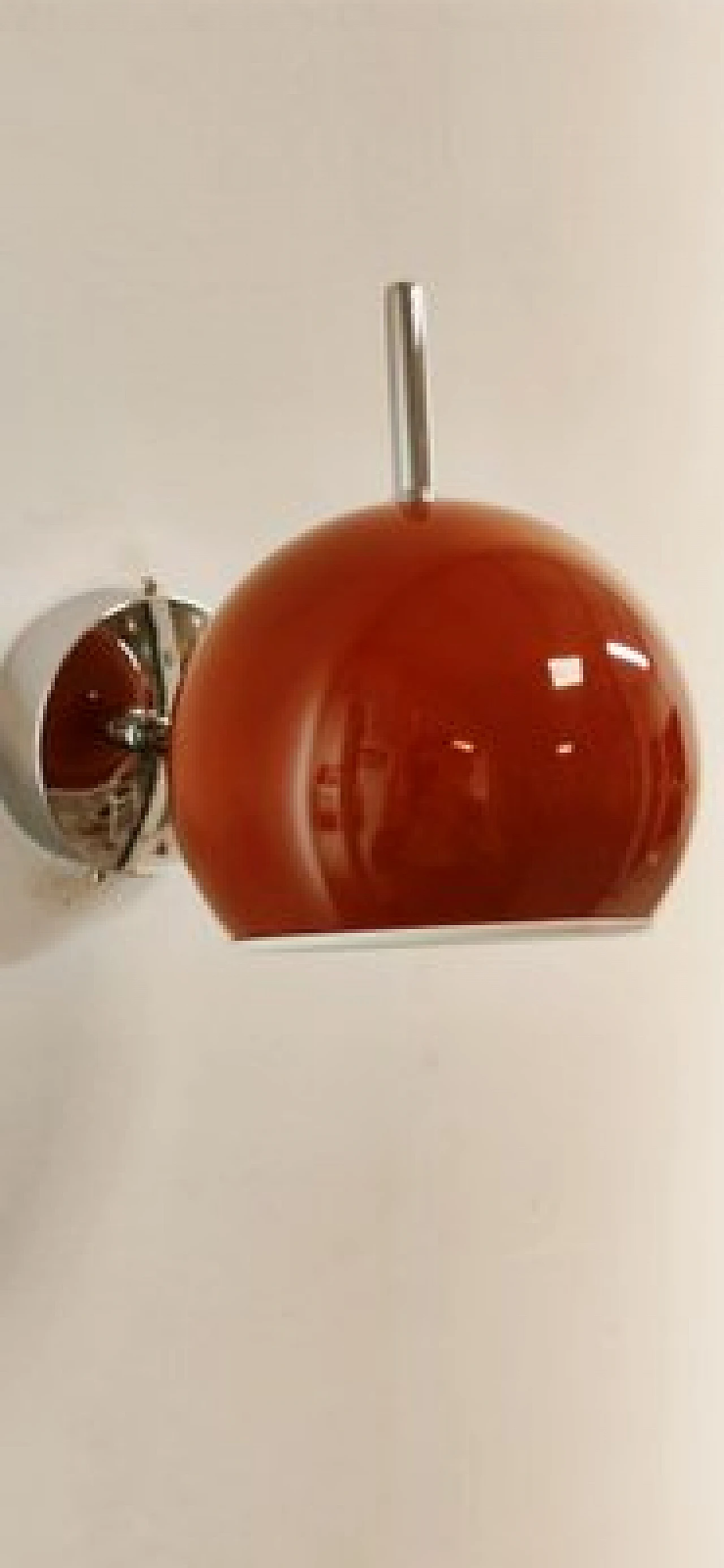 Space Age adjustable wall lamp in chrome and red metal, 1970s 2