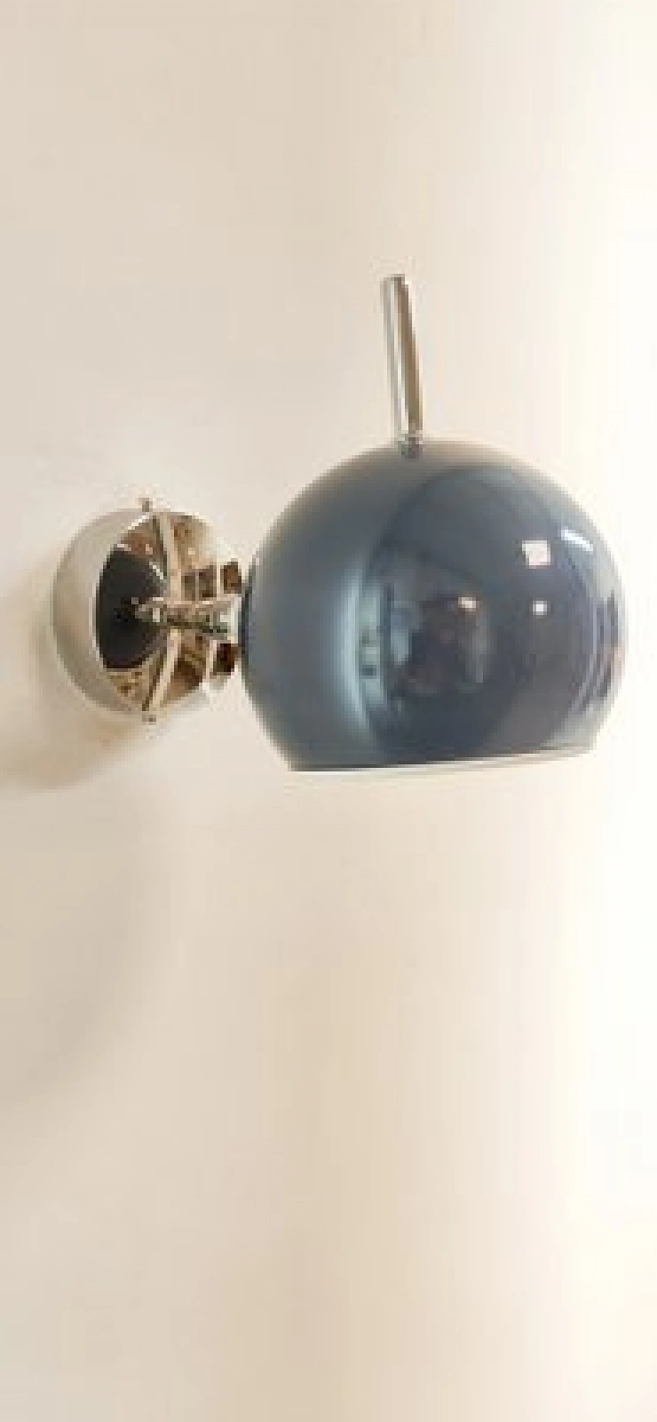 Adjustable chromed metal and blue wall lamp, 1970s 2