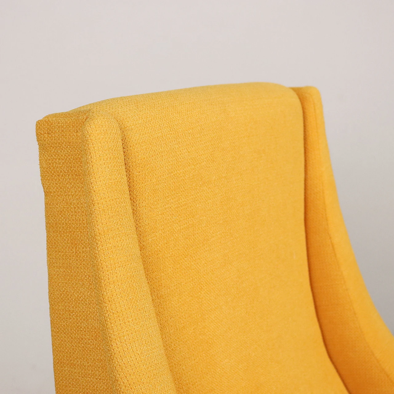 Yellow fabric swivel armchair with metal base, 1960s 4