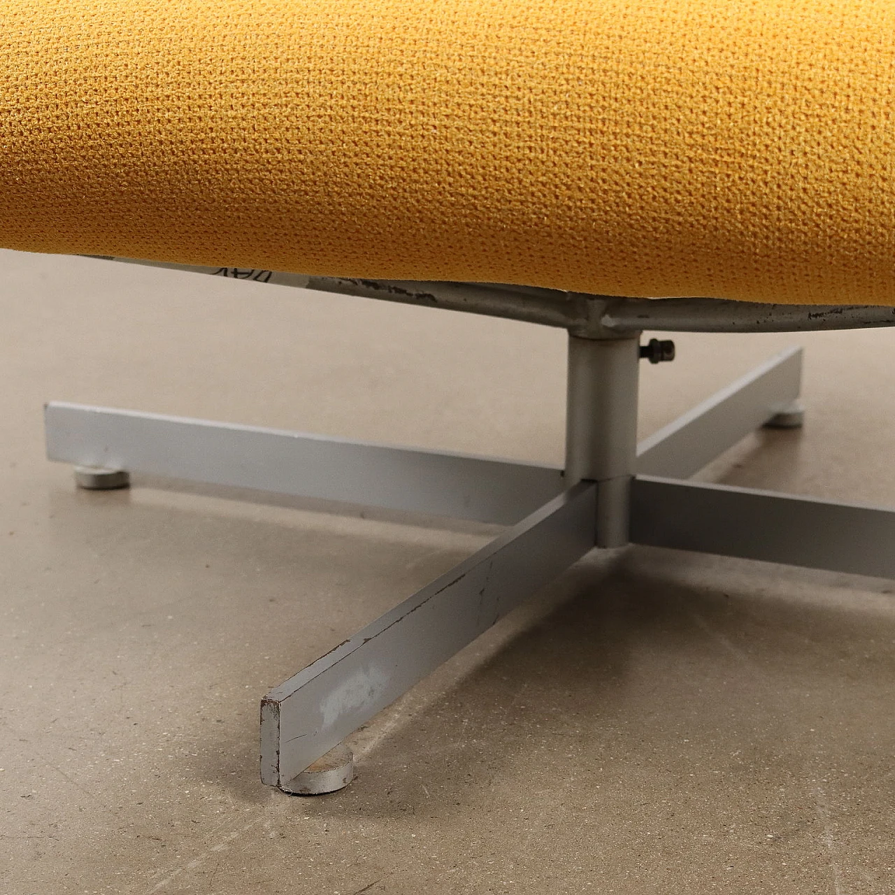Yellow fabric swivel armchair with metal base, 1960s 7