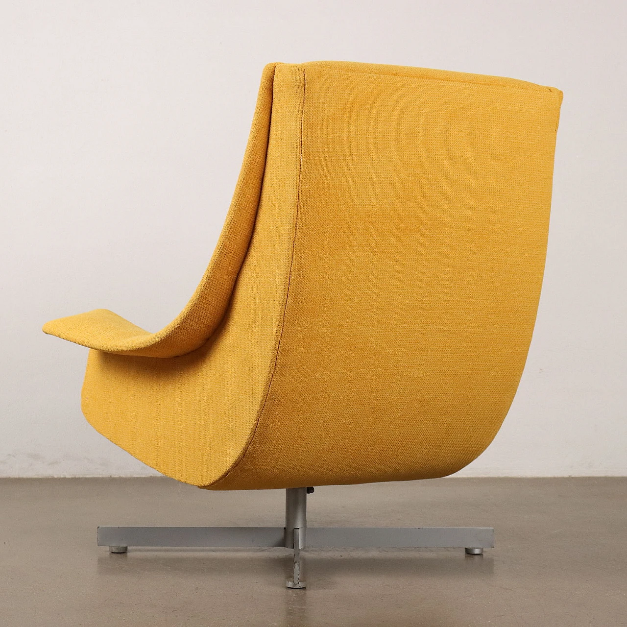 Yellow fabric swivel armchair with metal base, 1960s 8