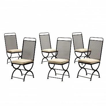 6 Nonaro metal chairs by L. Caccia Dominioni for Azucena, 1980s