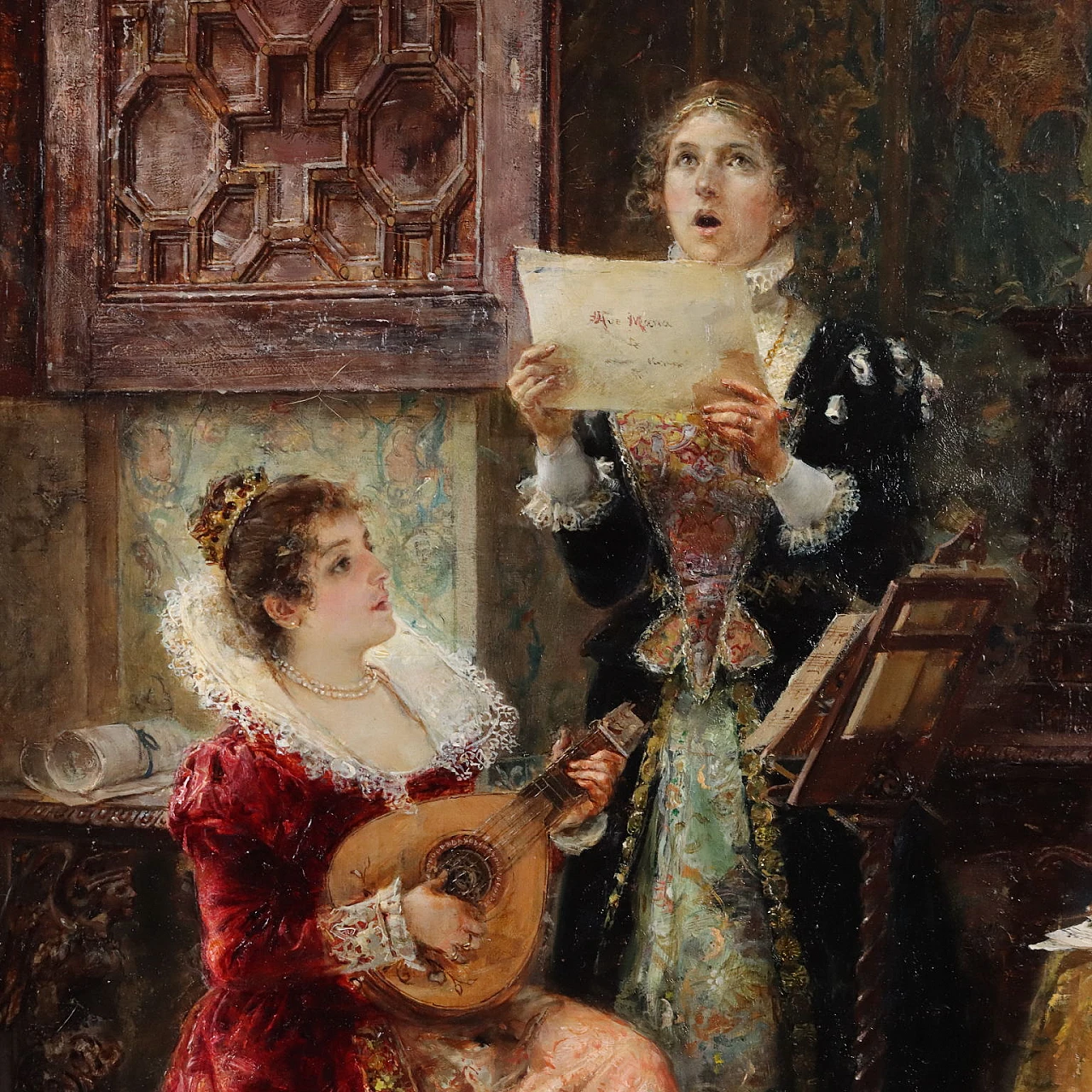 Vicente March, The concert, oil on canvas, 19th century 3