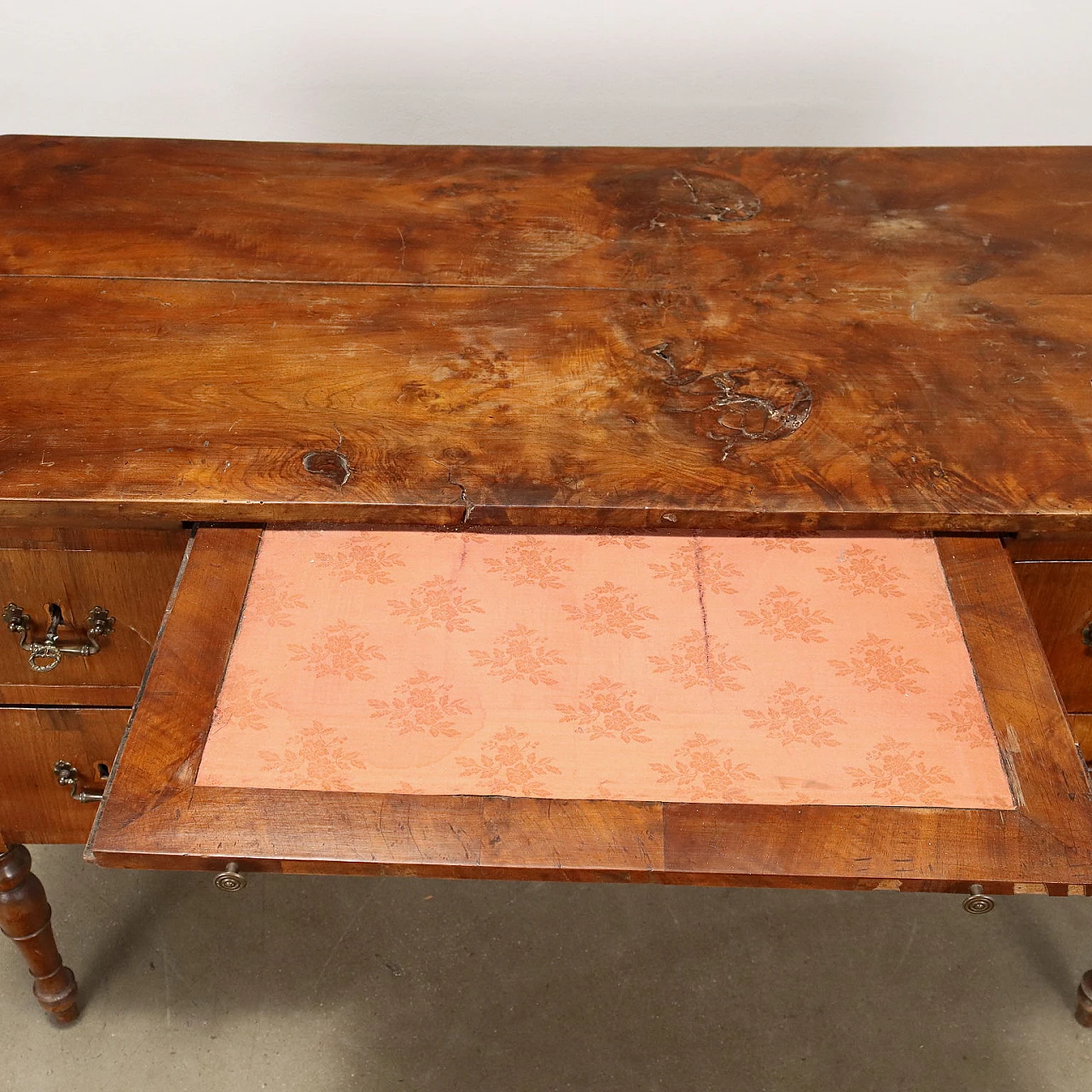 Desk in walnut with 5 drawers and fir interior, 19th century 5
